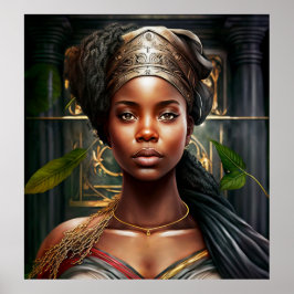 ジャマイカウーマンポートレート油彩画 ポスター