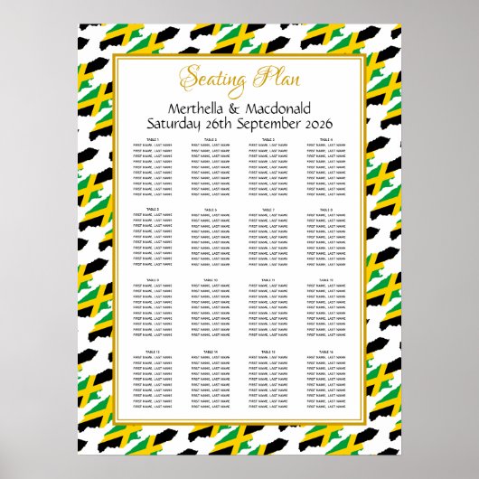 ジャマイカカスタムウェディング披露宴160シーティングプラン ポスター (正面)