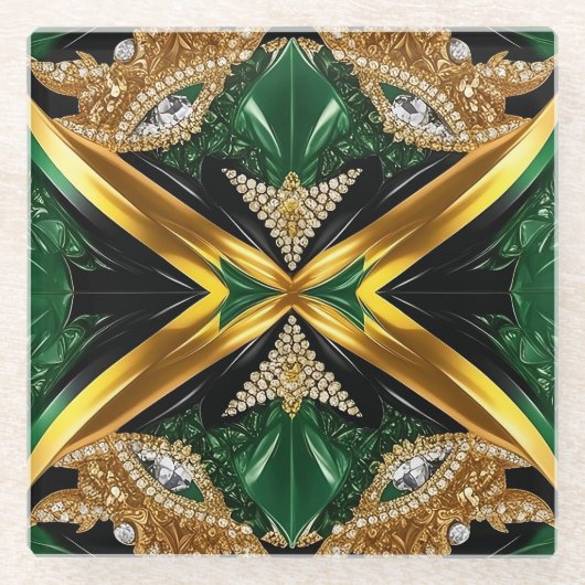 ジャマイカカラーのガラスコアスター ガラスコースター (正面)