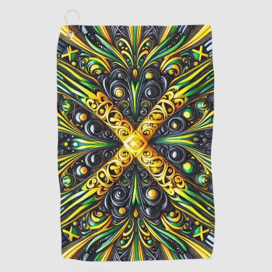 ジャマイカカラーのゴルフタオル ゴルフタオル (正面)