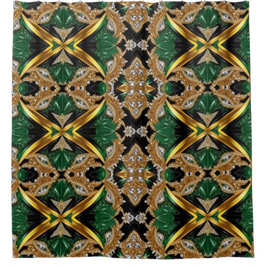 ジャマイカカラーのシャワーカーテン シャワーカーテン (正面)