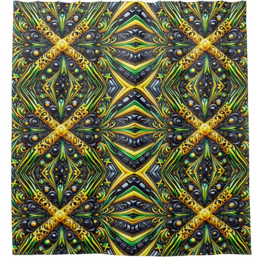 ジャマイカカラーのシャワーカーテン シャワーカーテン (正面)