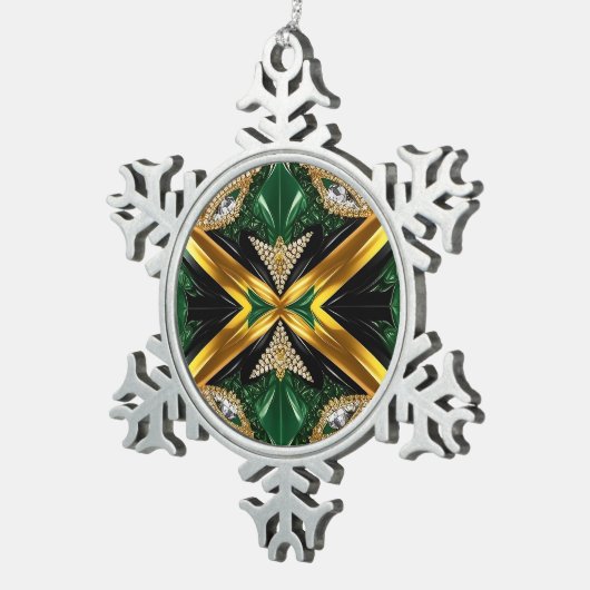 ジャマイカカラーのペーター・スノーフレークオーナメント スノーフレークピューターオーナメント (右)