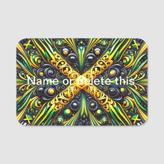 ジャマイカカラーの名前タグ 名札 (正面)