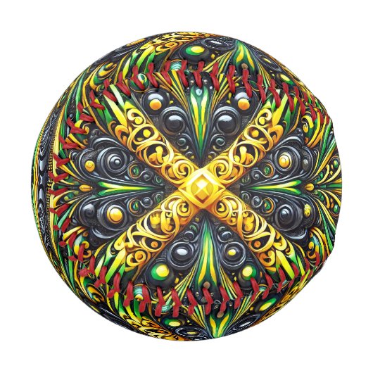 ジャマイカカラーの愛国野球 野球ボール (正面左)