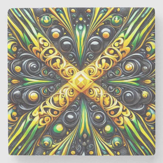 ジャマイカカラーの特別な石コースター ストーンコースター (正面)