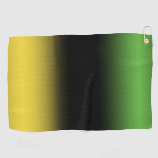 ジャマイカカラーグラデーショングラデーショングリーン金ゴールドとブラック ゴルフタオル (横)