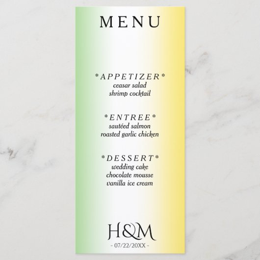 ジャマイカカラーズグラデーションジャマイカウェディングレセプション メニュー (正面)