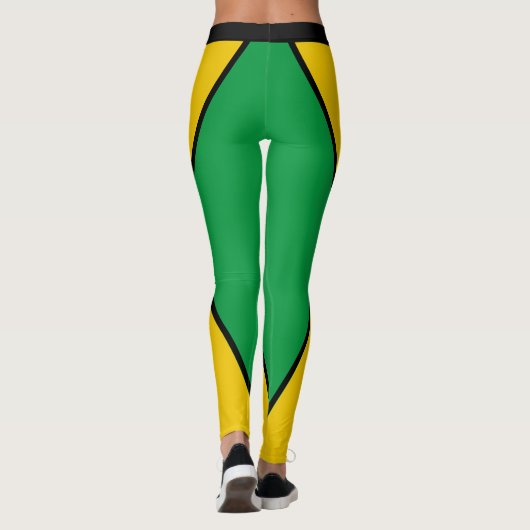 ジャマイカカラーズグリーンブラック&金ゴールドジャマイカスポーツ レギンス (裏面)
