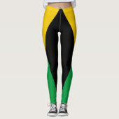 ジャマイカカラーズグリーンブラック&金ゴールドジャマイカスポーツ レギンス (正面)