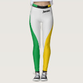 ジャマイカカラーズグリーンブラック&金ゴールドジャマイカスポーツ レギンス (正面)