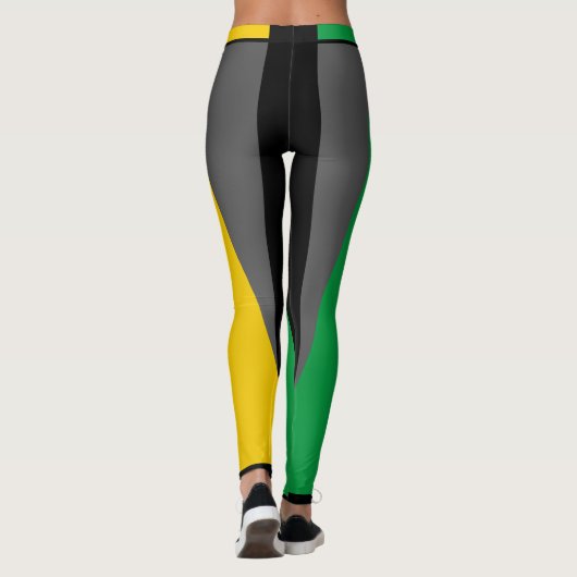 ジャマイカカラーズグリーンブラック&金ゴールドジャマイカスポーツ レギンス (裏面)