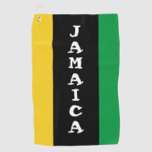 ジャマイカカラーズグリーン金ゴールドブラックジャマイカ ゴルフタオル (正面)