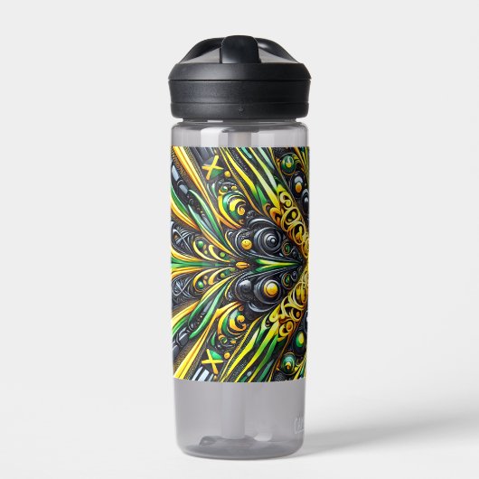 ジャマイカカラー付きウォーターボトルデザイン ウォーターボトル (正面)