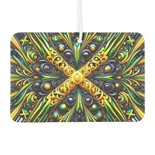 ジャマイカカラー付きカーエアフレザーデザイン カーエアーフレッシュナー (正面)