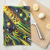 ジャマイカカラー付きキッチンタオルデザイン キッチンタオル (四つ折り)