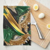 ジャマイカカラー付きキッチンタオルデザイン キッチンタオル (四つ折り)