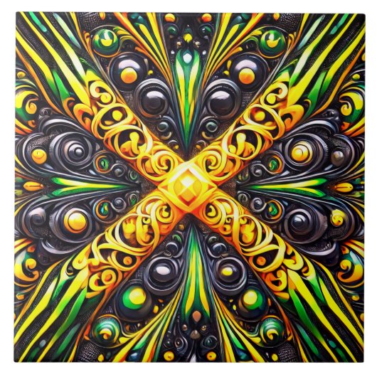 ジャマイカカラー付きタイルモダンデザイン タイル (正面)