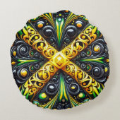 ジャマイカカラー付きラウンド装飾用クッション ラウンドクッション (裏面)