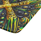 ジャマイカカラー付き小さなガラスのカッティングボード カッティングボード (角)