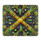 ジャマイカカラー付き小さなガラスのカッティングボード カッティングボード (正面)