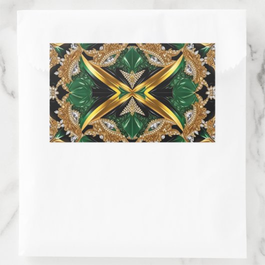 ジャマイカカラー付き長方形シール 長方形シール (バッグ)