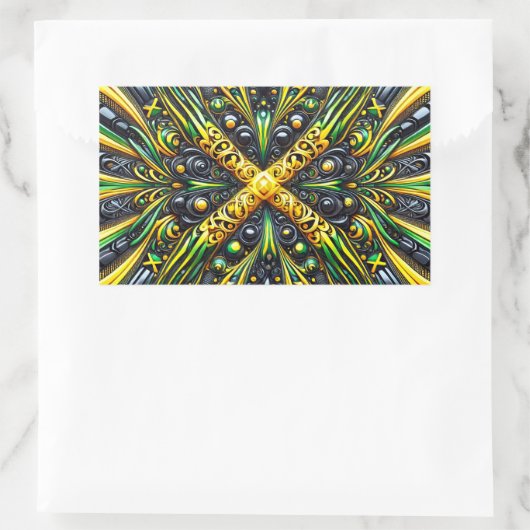 ジャマイカカラー付き長方形シール 長方形シール (バッグ)