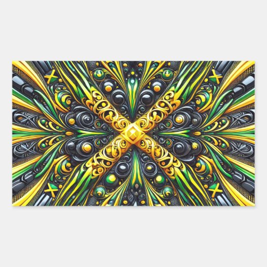 ジャマイカカラー付き長方形シール 長方形シール (正面)