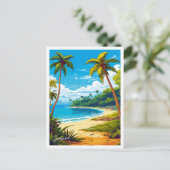 ジャマイカカリブのアートトラベルヴィンテージイラストレーション ポストカード (スタンド正面)