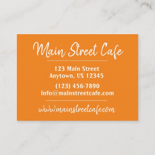 ジャマイカカリブのフーズ料理レストランシェフ 名刺 (裏面)