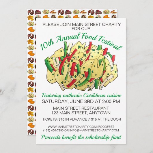 ジャマイカカリブのフードフェスティバルアキー&サルトフィッシュ 招待状 (正面/裏面)