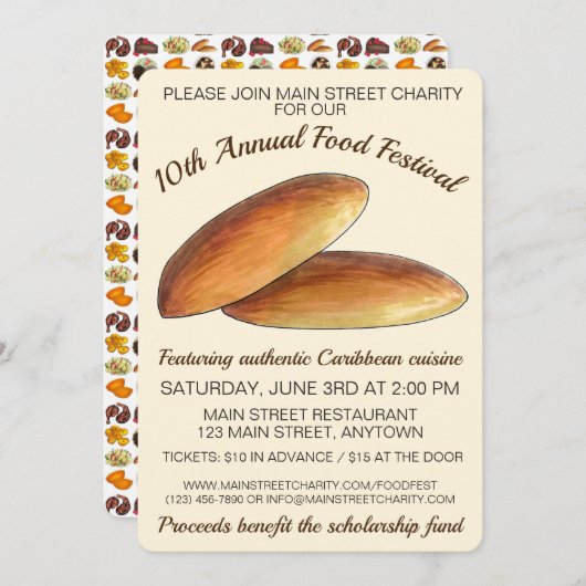 ジャマイカカリブのフードフェスティバルブラケーキ 招待状 (正面/裏面)