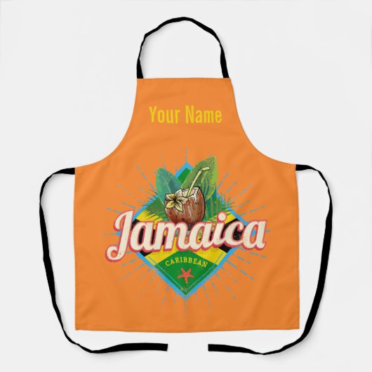 ジャマイカカリブのレトロ国旗の休暇ヴィンテージ エプロン (正面)
