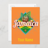 ジャマイカカリブのレトロ国旗の休暇ヴィンテージ シーズンポストカード (正面/裏面)