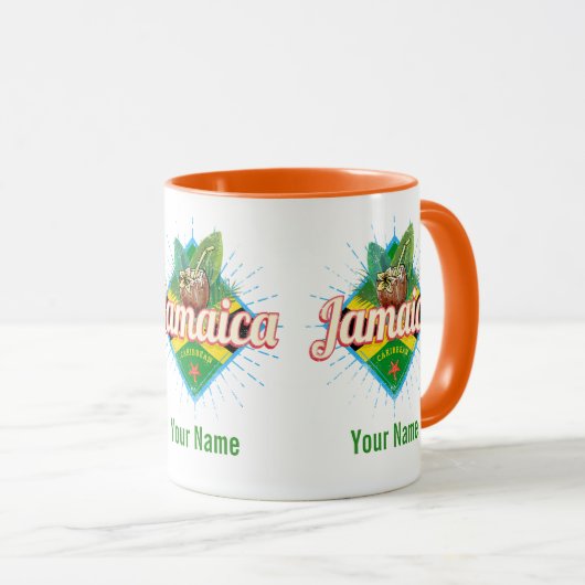 ジャマイカカリブのレトロ国旗の休暇ヴィンテージ マグカップ (正面右)