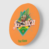 ジャマイカカリブのレトロ国旗の休暇ヴィンテージ ラージ壁時計 (傾斜)