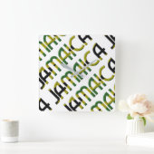 ジャマイカカントリージャマイカフラッグカラーズタイポグラフィ スクエア壁時計 (ホーム)