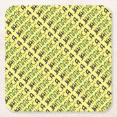 ジャマイカカントリーフラッグカラーズタイポグラフィホリデー スクエアペーパーコースター (正面)