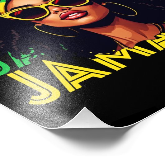 ジャマイカガールジャマイカ国旗誇りを持ったジャマイカウィメンズ フォトプリント            (角)