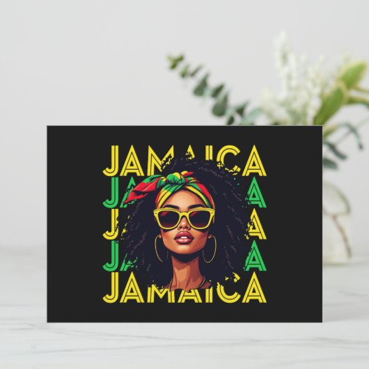 ジャマイカガールジャマイカ国旗誇りを持ったジャマイカウィメンズ 招待状 (スタンド正面)