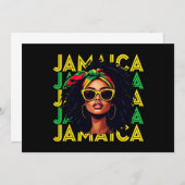 ジャマイカガールジャマイカ国旗誇りを持ったジャマイカウィメンズ 招待状 (正面/裏面)