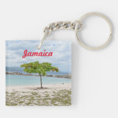 ジャマイカキーチェーンの閑静なビーチ上のツリー キーホルダー (裏面)