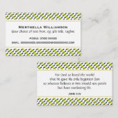 ジャマイカクリスチャン聖なる書物、 経典ジョン3:16 名刺 (正面/裏面)