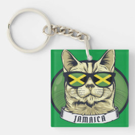 ジャマイカクールサングラスの猫 キーホルダー