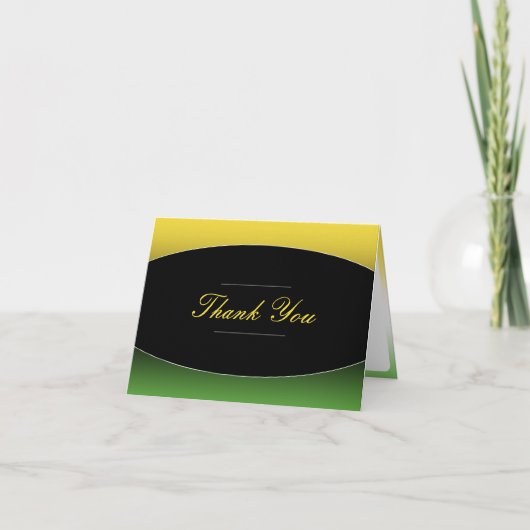 ジャマイカグリーンカリブの金ゴールドエレガント サンキューカード (正面)