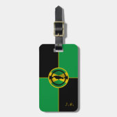 ジャマイカグリーンブラック&金ゴールドカラーブロックジャマイカ ラゲッジタグ (正面縦)