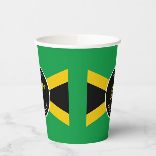 ジャマイカグリーンブラック&金ゴールドジャマイカフラグ誕生日 紙コップ (左)