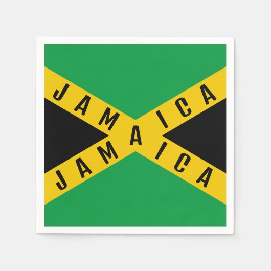 ジャマイカグリーンブラック&金ゴールドジャマイカ国旗 スタンダードカクテルナプキン (正面)