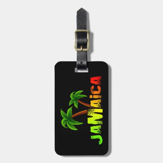 ジャマイカココナッツの木のカラフル ラゲッジタグ (正面縦)