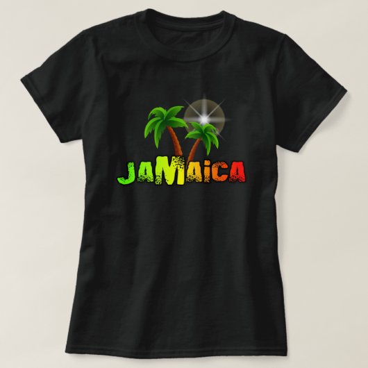 ジャマイカココナッツの木の太陽 Tシャツ (デザイン正面)